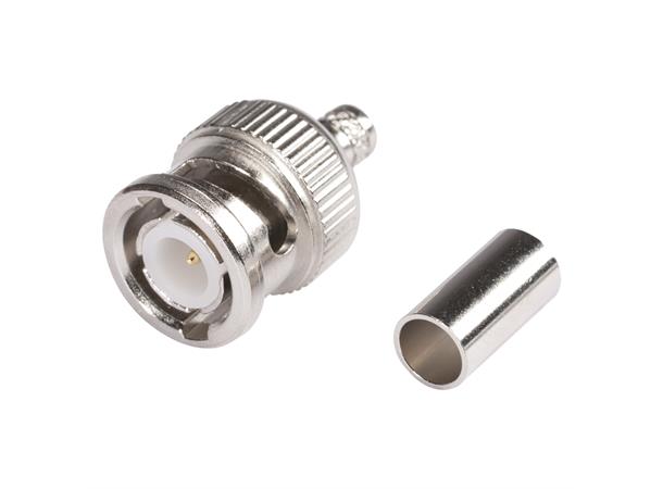 HICON BNC crimp-male connector 1.0/3.2 Straight, nickel coloured