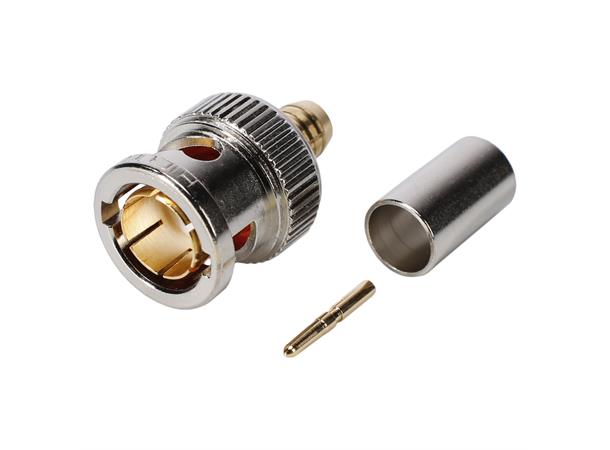 HICON BNC 3G-SDI crimp connector 0.8/3.7 Straight, nickel coloured 