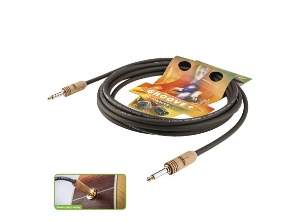 IC Spirit LLX 1x0,38qmm, sort  6,00m HICON WOODPLUG  jack / jack 