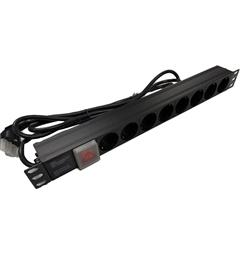 Penn 1U Powerbox 8 schuko front on/off 8x Schuko sockets front, on/off front