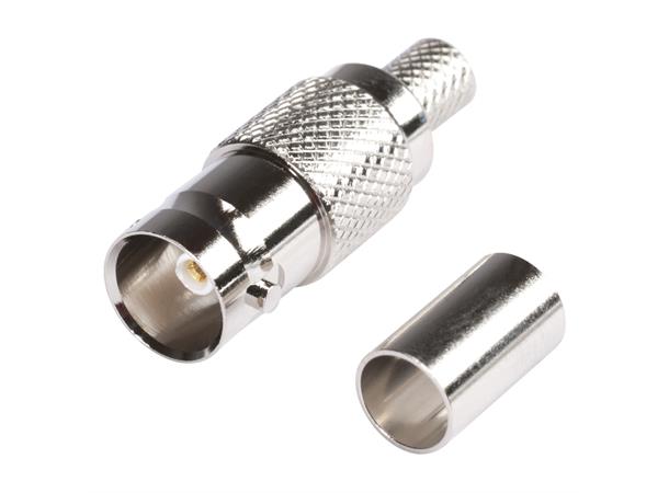 HICON BNC crimp-female connector 0.6/2.8 Straight, nickel coloured 