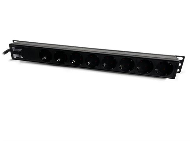 Penn 1U Powerbox 8 schuko front 8x Schuko sockets