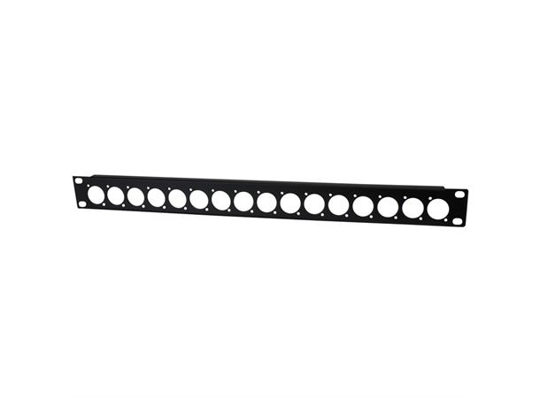 Penn 1U Rack Panel, 16 x Neutrik D Stanset for Neutrik D-Series
