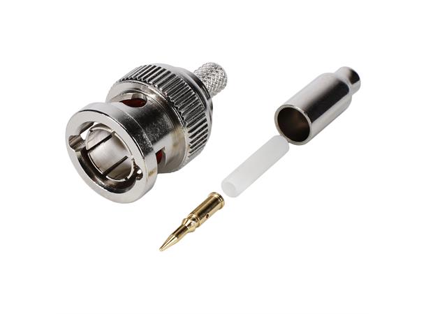 HICON BNC crimp-male connector 0.3/1.8 Straight, nickel coloured 