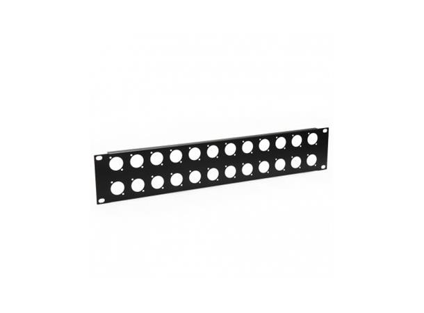 2U Rack Panel, 24 x Neutrik D Stanset for Neutrik D-Series