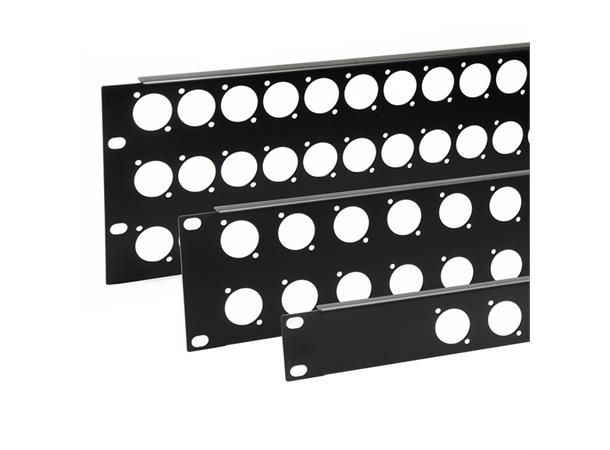 2U Rack Panel, 16 x Neutrik D Stanset for Neutrik D-Series 
