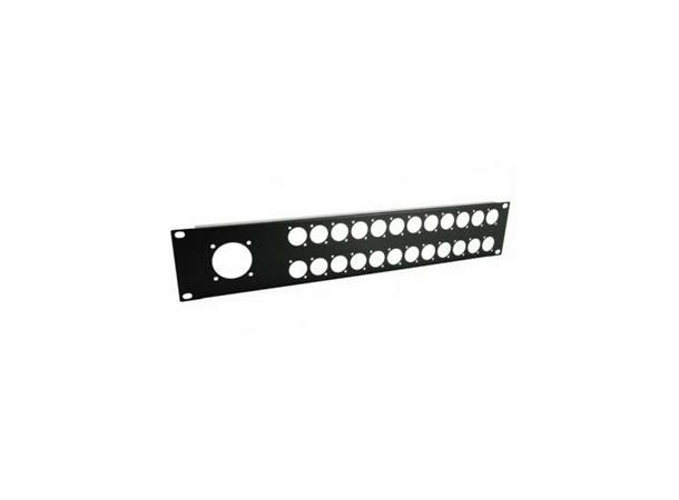 2U Rack Panel, 24 x Neutrik D+1 Socapex Stanset for Neutrik D-Series