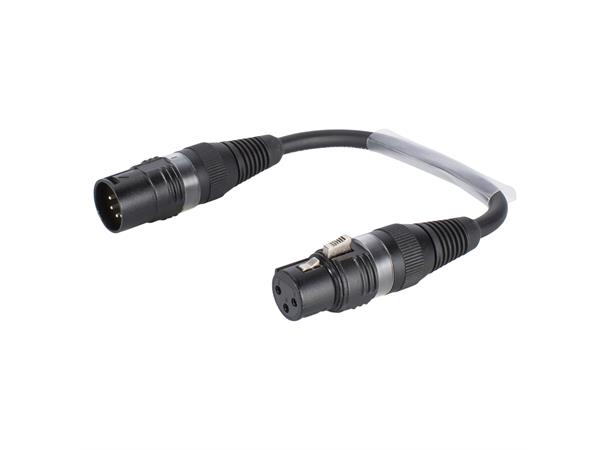 AES/EBU Binary Neutrik, sort Adapter XLR 3 female/XLR 5 male 0,10m