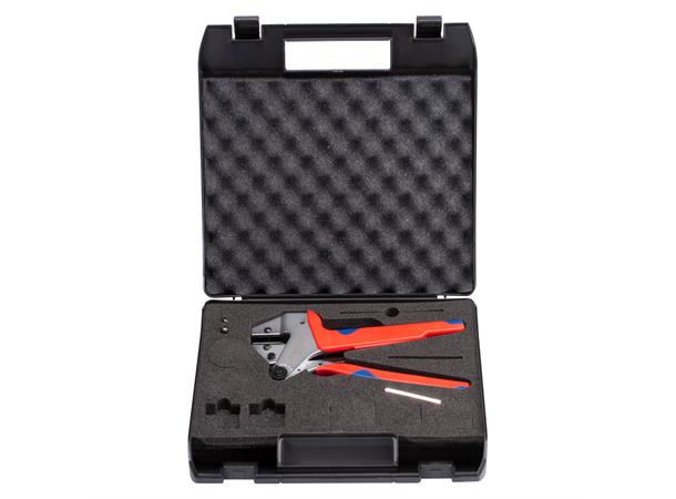 Professional crimping pliers, chromed Koffert for changeable inset, red 