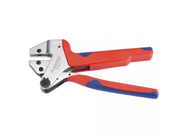 Professional crimping pliers, chromed Koffert for changeable inset, red 