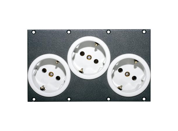 SYSBOXX Front panel 2HE, 4BE, 3xSchuko 3 x Schuko female -> Wieland GST18i3 