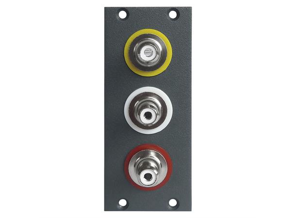 SYSBOXX Front panel 2HE, 1BE 3 x RCA female patch A/V 