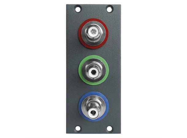 SYSBOXX Front panel 2HE, 1BE 3 x RCA female patch YUV, 2 HE, 1 BE