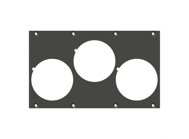 SYSBOXX-Front panel 2HE 4BE 3 x SCHUKO front panel 3 x Schuko-SNAP-In-Hole 
