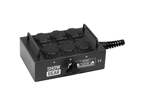 Showgear BO-6-PG 6 Schuko's with cable nut, 16 A max. 