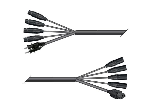 Hybrid Multicore Monolith 10,00m 4xLyd Schuko Plug & f3pin/IEC Socket & m3pin