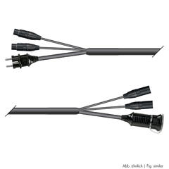 Hybrid Multicore Monolith 15,00m 1xLyd Schuko Plug &amp; f3pin/IEC Socket &amp; m3pin