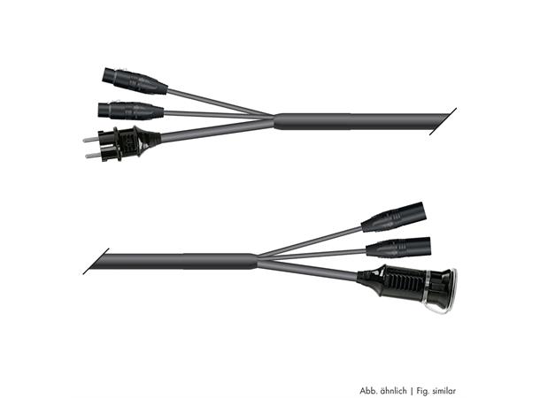 Hybrid Multicore Monolith 15,00m 1xLyd Schuko Plug & f3pin/IEC Socket & m3pin