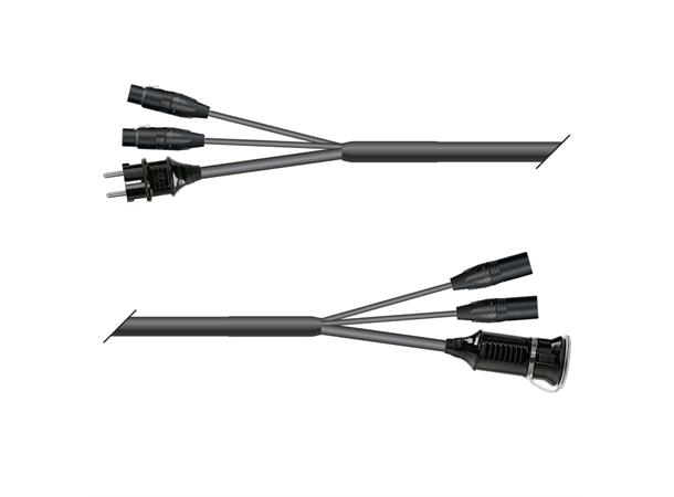Hybrid Multicore Monolith  5,00m 2xLyd Schuko Plug & f3pin/Shuko Socket & m3pin
