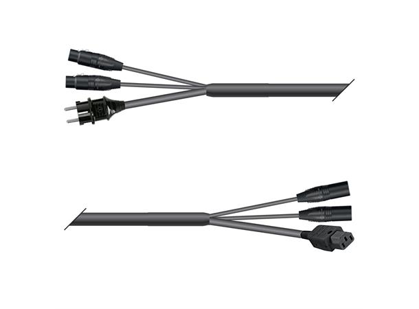 Hybrid Multicore Monolith  5,00m 2xLyd Schuko Plug & f3pin/IEC Socket & m3pin