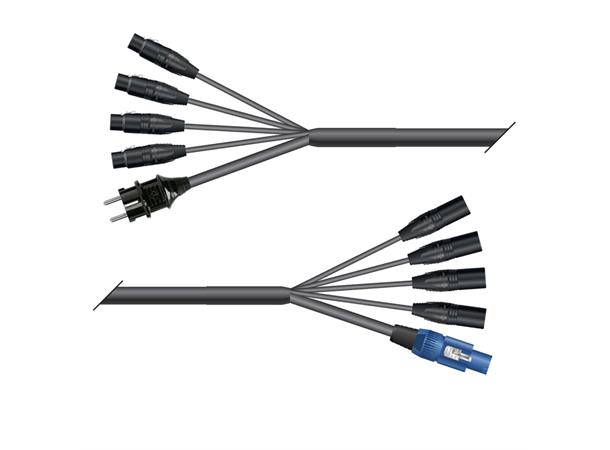 Hybrid Multicore Monolith  10,00m 4xLyd Schuko Plug & f3pin/PowerCON & m3pin